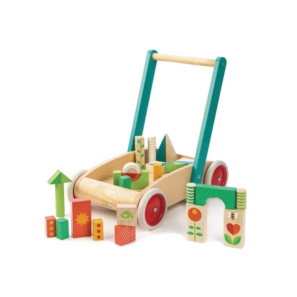 Trotteur pour apprendre à marcher, Chariot bébé avec Cubes en Bois, Tender  Leaf Toys