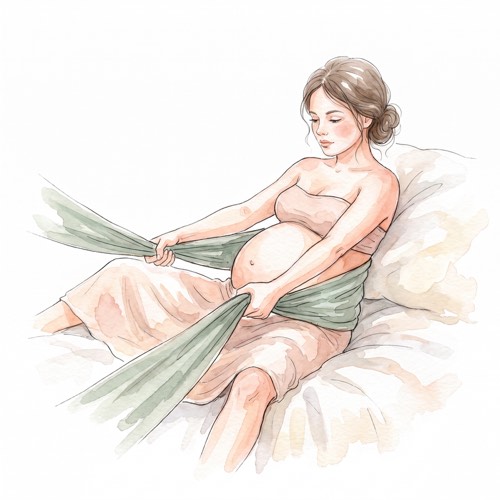 Traction sur un rebozo pendant la pouss&eacute;e, femme install&eacute;e sur le lit de naissance