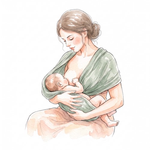Rebozo utilis&eacute; en couverture d'allaitement, maman et nouveau-n&eacute;